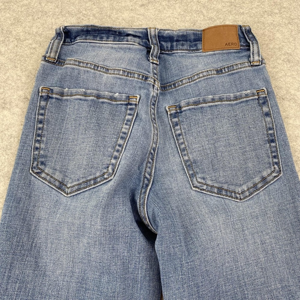 Aeropostale Jeans Juniors 00 (22x31) Blue Flare Medium Wash Stretch Denim - Picture 9 of 11